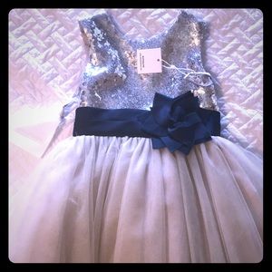 Flower girl dress - size 4T. Gray/silver/navy blue